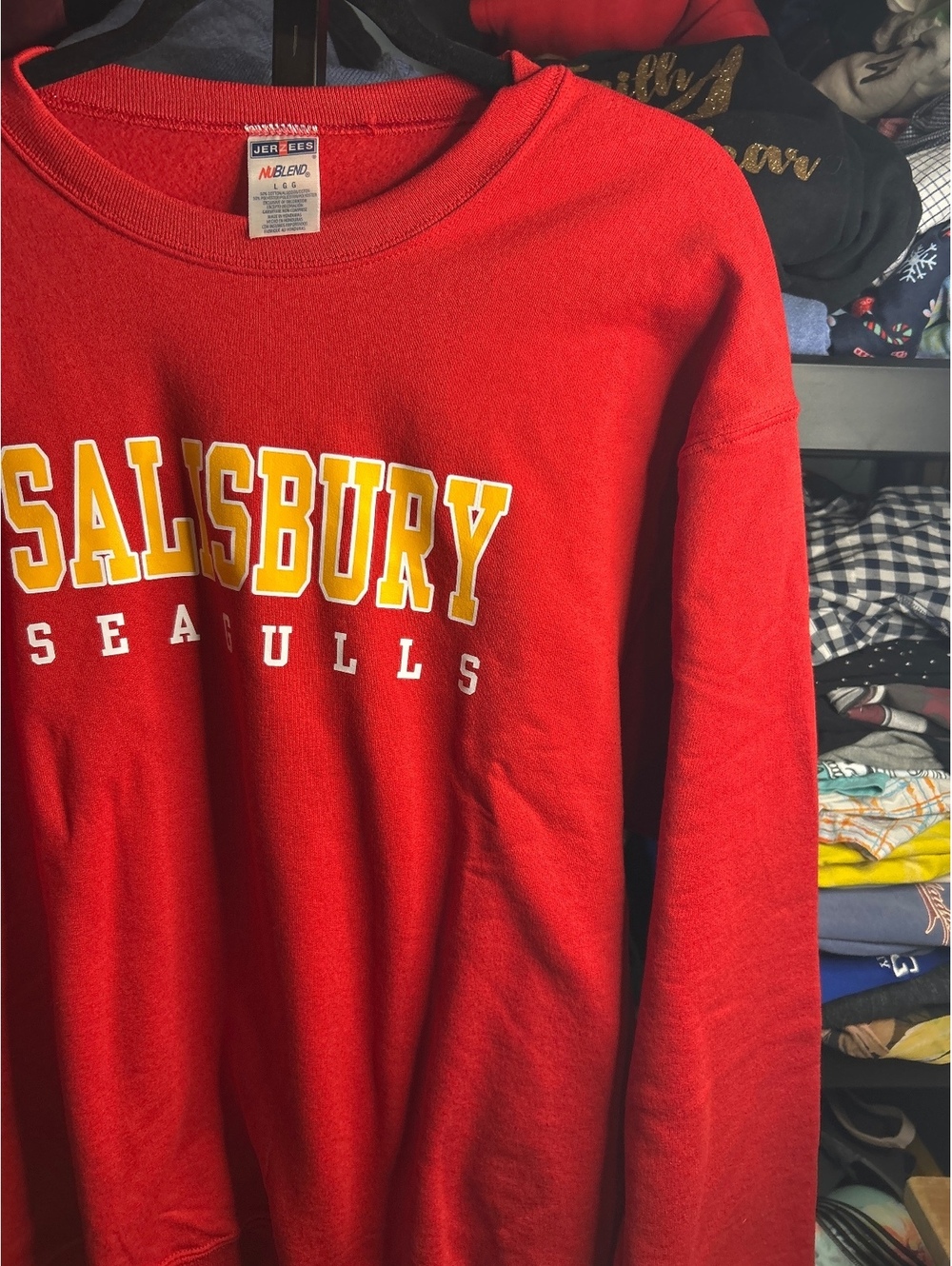Jerzees NuBlend Salisbury Seagulls Red Crewneck Sweatshirt Large